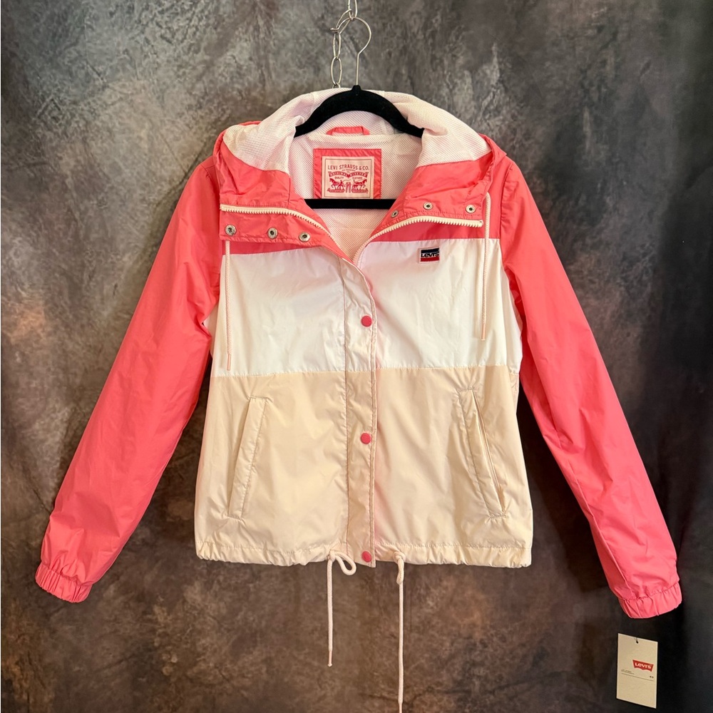 Levi's Pink and White Hooded Jacket